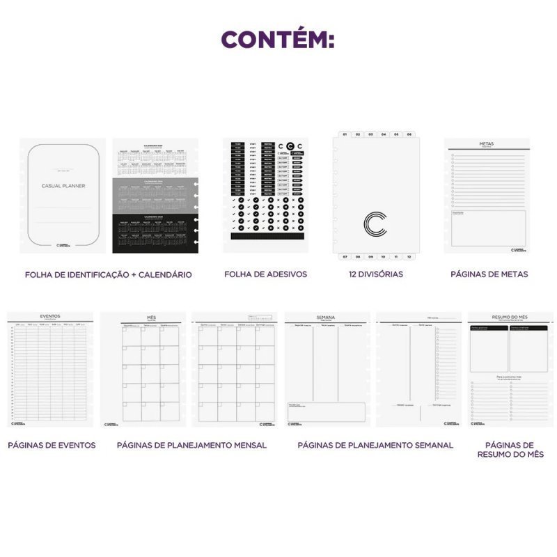 PLANNER CASUAL GUAVA MEDIO CADERNO INTELIGENTE Ellos Papelaria