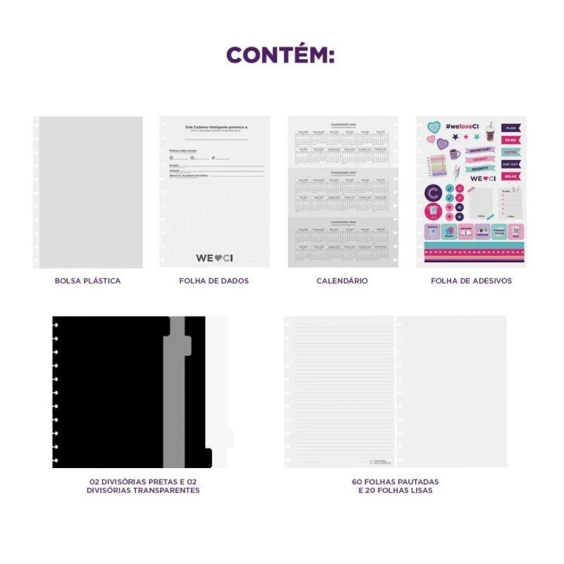 CADERNO INTELIGENTE INTENSE PURPLE MEDIO  Ellos Papelaria