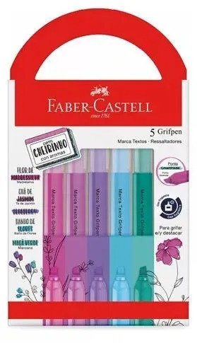 MARCA TEXTO AROMA GRIFPEN RELAXA E REEQUILIBRA 5 COR FABER CASTELL Ellos Papelaria