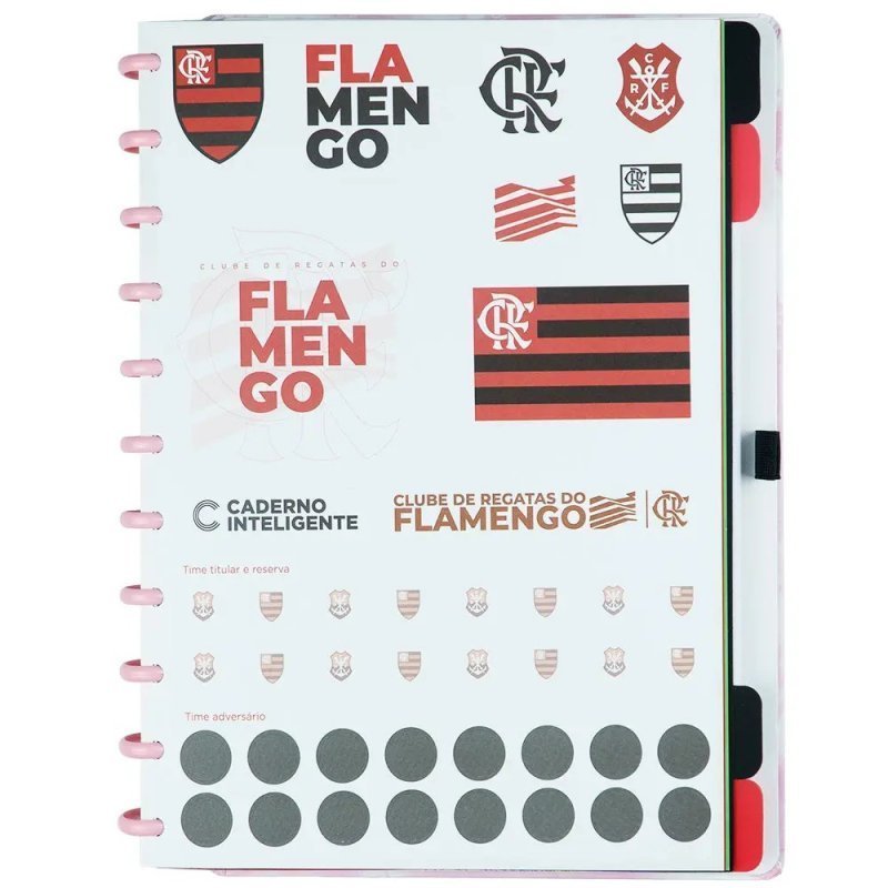 CADERNO INTELIGENTE FLAMENGO MENGO ROSA GRANDE  Ellos Papelaria